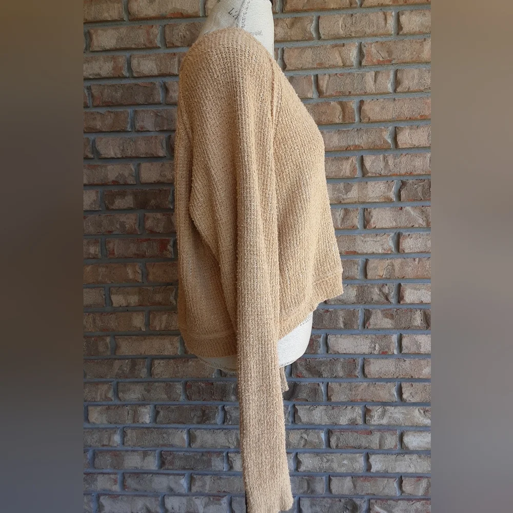 Free People Ochre Cozy V-neck Long Sleeve Knit Sweater.